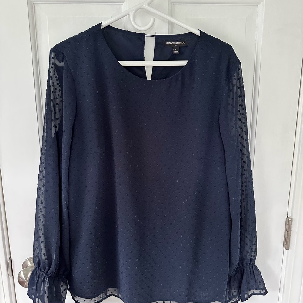 Banana Republic Blue Boxy Long Sleeve Blouse